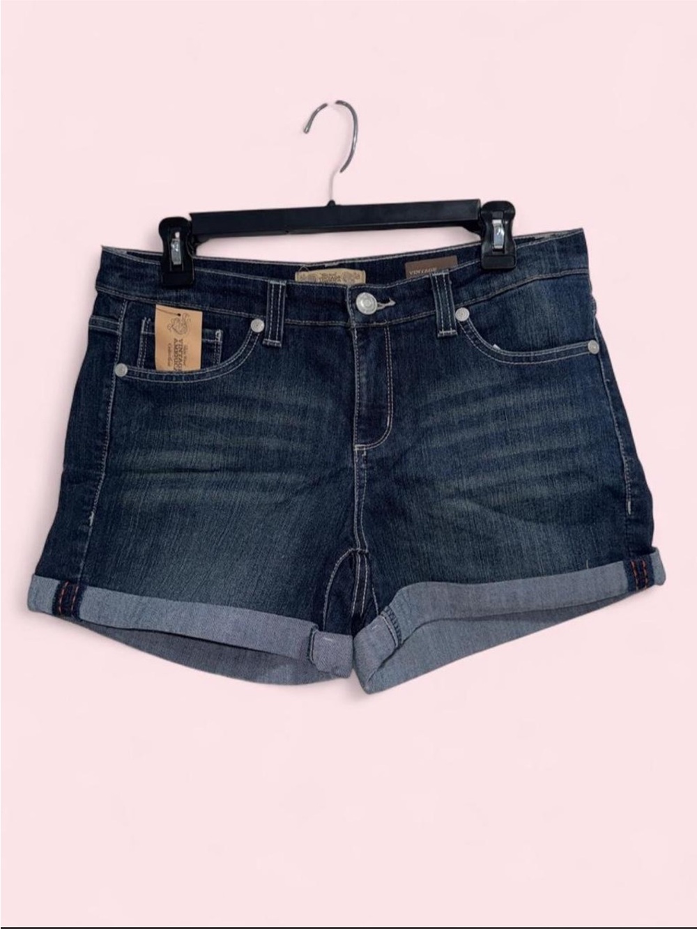 Women's Dark Wash Denim Roll-Cuff Shorts